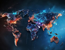 全球地图科技动态感页面，技术与视觉的完美融合
